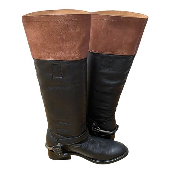 Trask Addison Leather Black Brown Equestrian Knee High Riding Boots Womens 6.5 - Picture 7 of 10